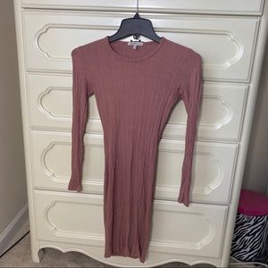 Long sleeve mini open back bodycon dress